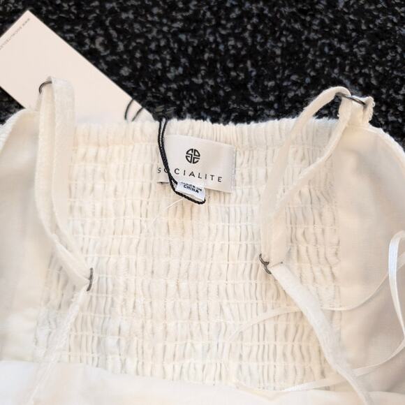 Socialite Women's Jacquard Midi Sundress Adjustable Strap White Size S - Picture 7 of 12